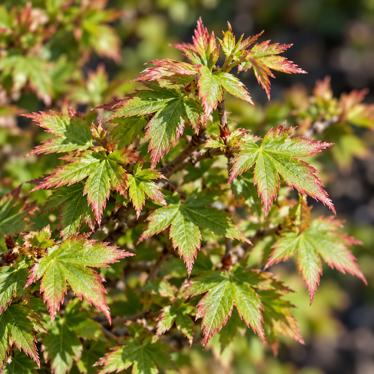 Acer palmatum Little Princess – detaliu frunze, imagine ilustrativă