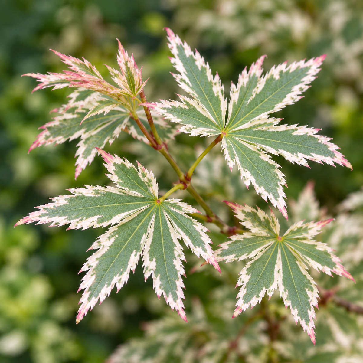 Acer palmatum Butterfly – detaliul frunzelor, imagine ilustrativă