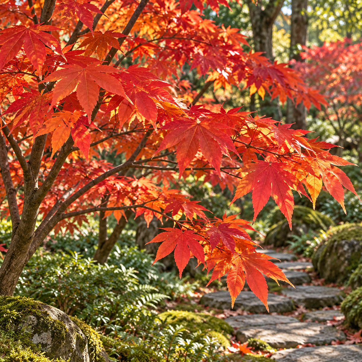 Acer palmatum Osakazuki – colorit de toamnă, imagine ilustrativă