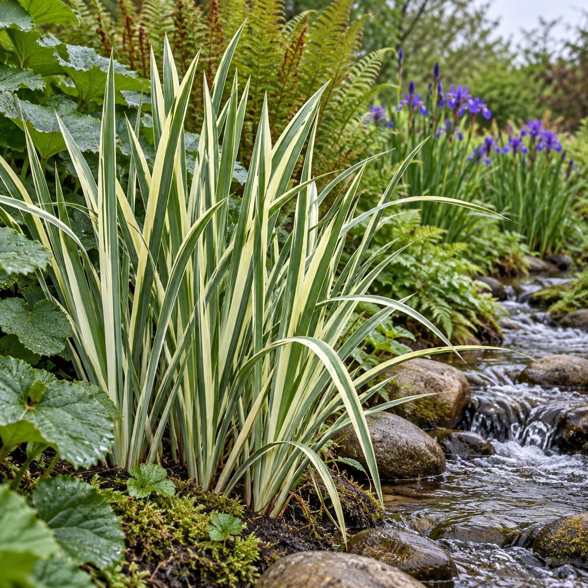 Acorus calamus ‘Variegatus’ – amenajare de grădină 2