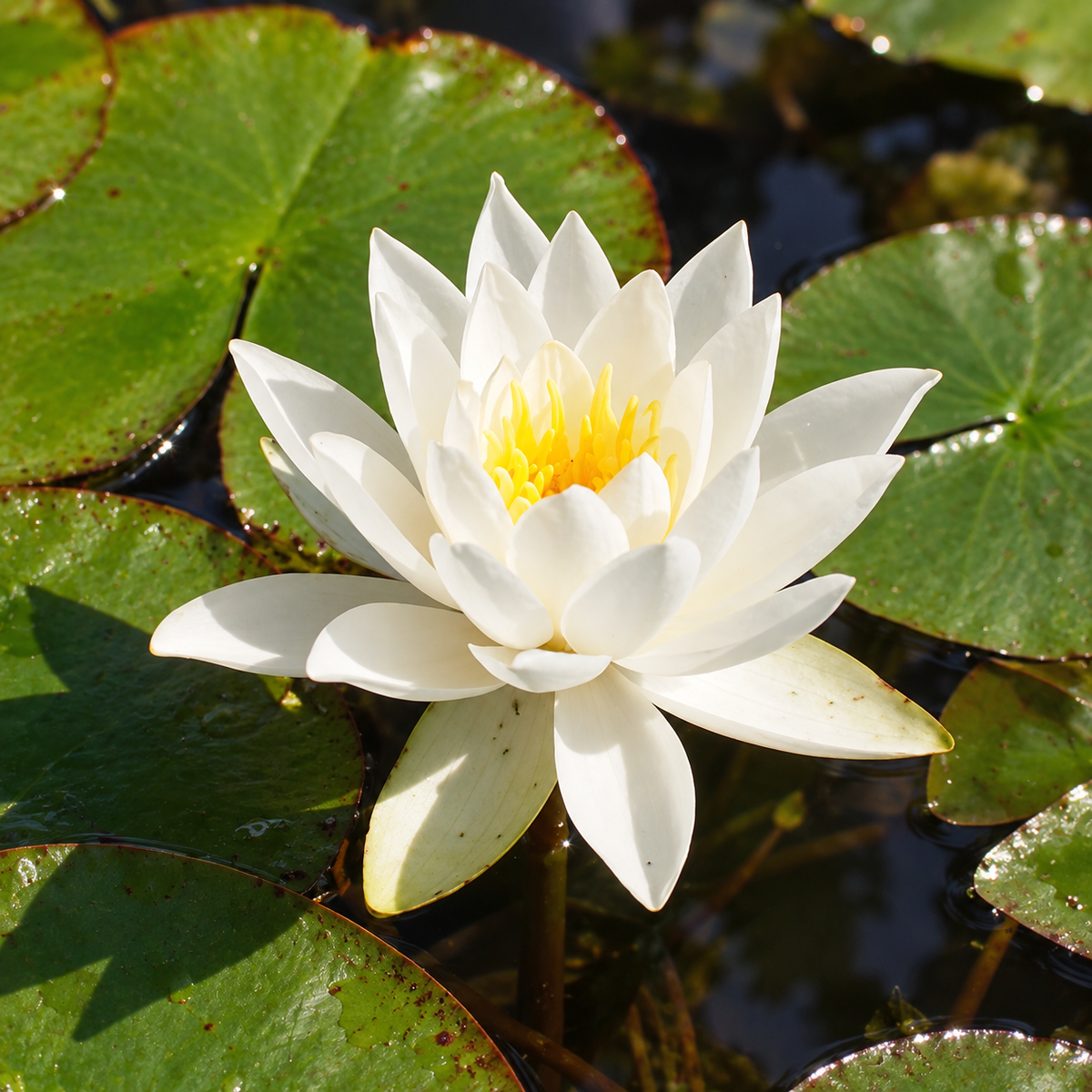 Nymphaea odorata ‘Alba’ – detaliu botanic