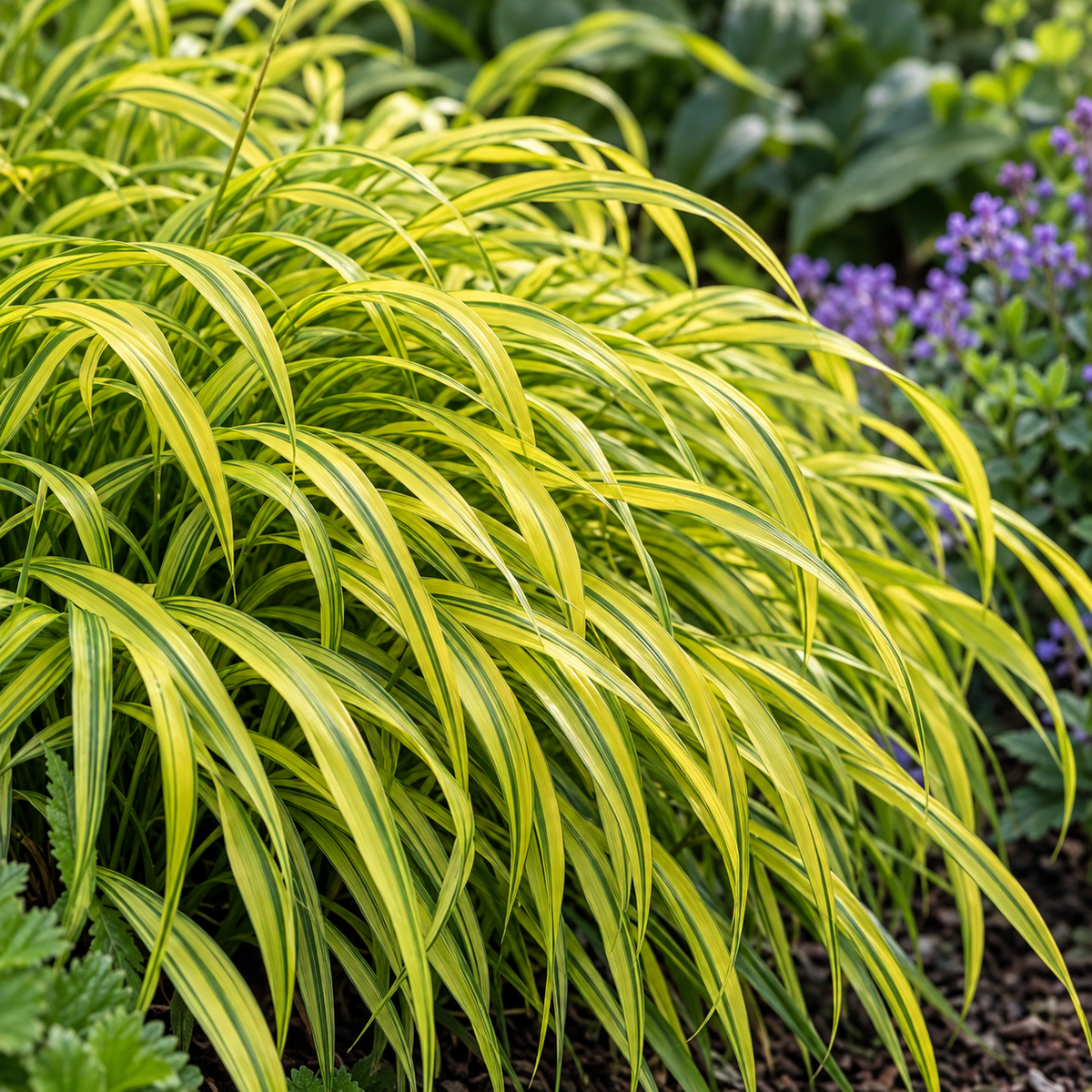 Hakonechloa macra ‘Aureola’ – detaliu al frunzelor