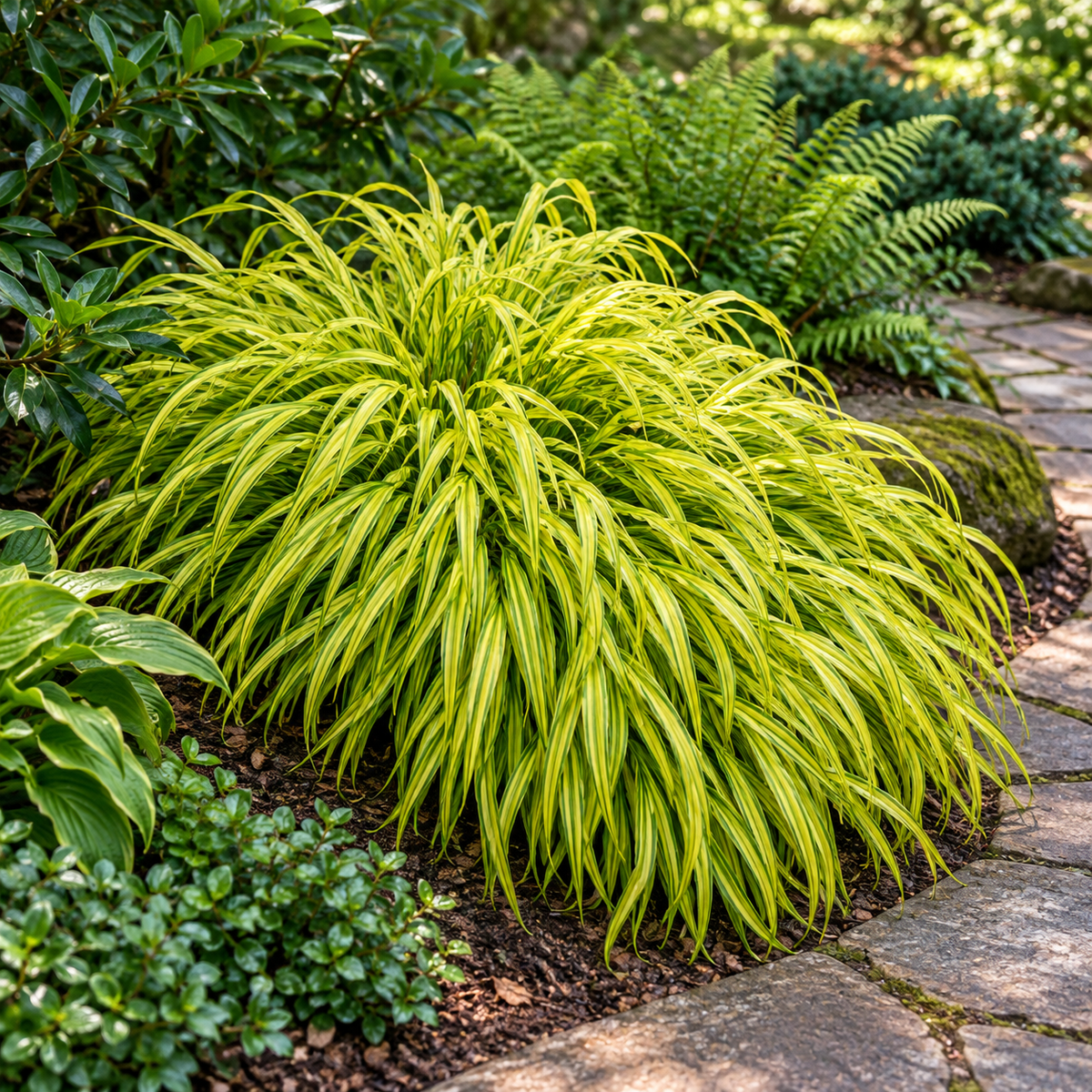 Hakonechloa macra ‘Aureola’ – compoziție de grădină 2