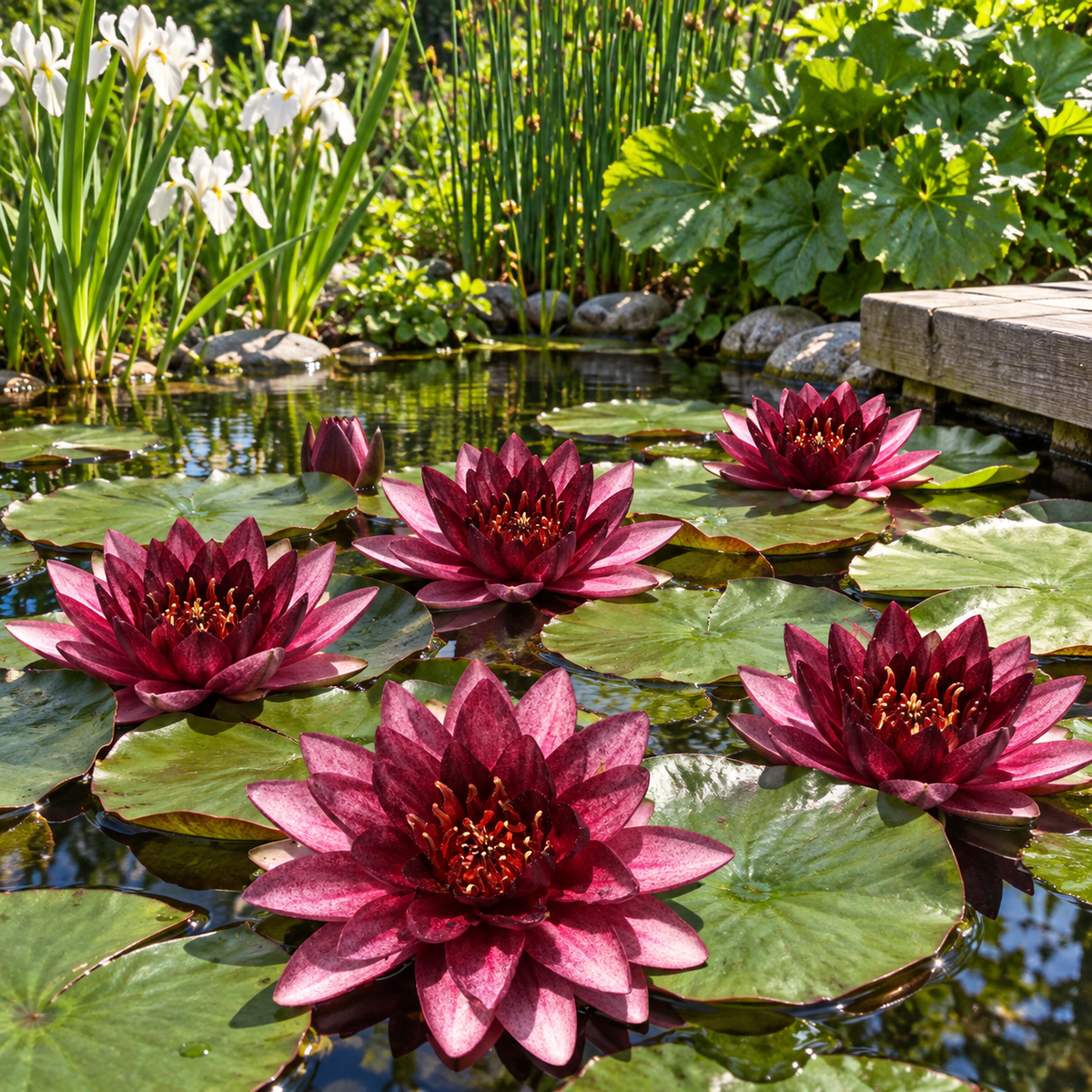 Nymphaea ‘Almost Black’ – amenajare de grădină 2