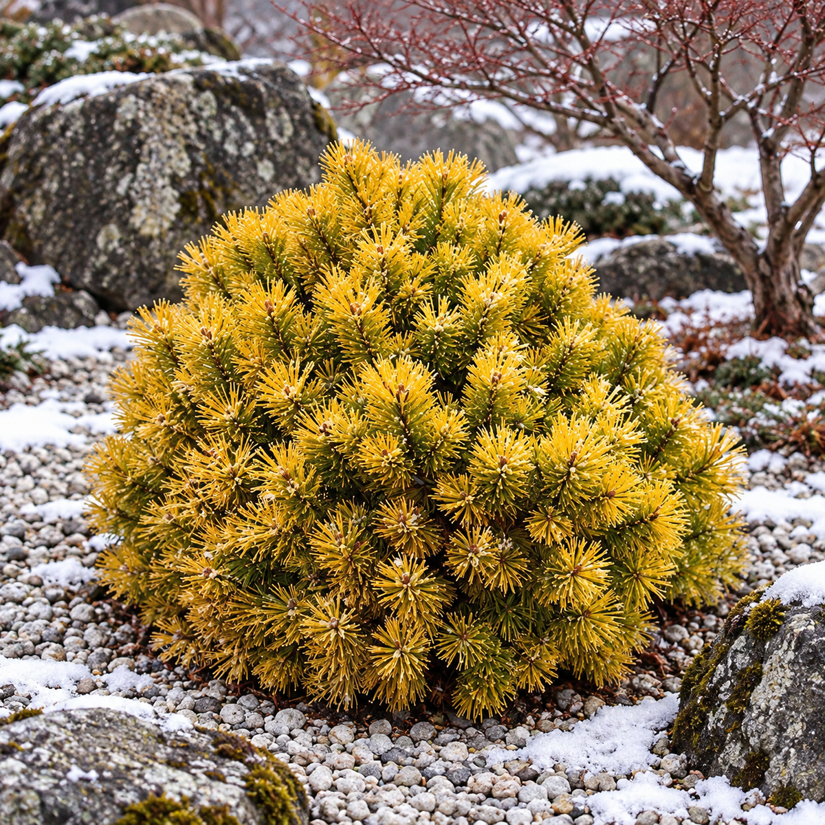 Pinus mugo ‘Winter Gold’ – compoziție de grădină 1