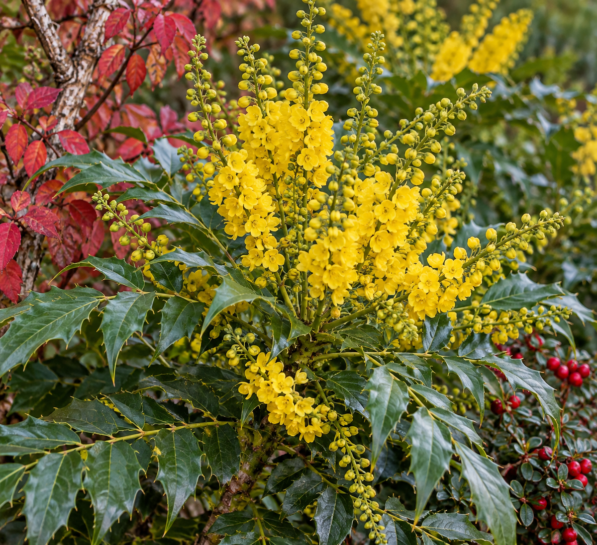 Mahonia × media ‘Winter Gold’