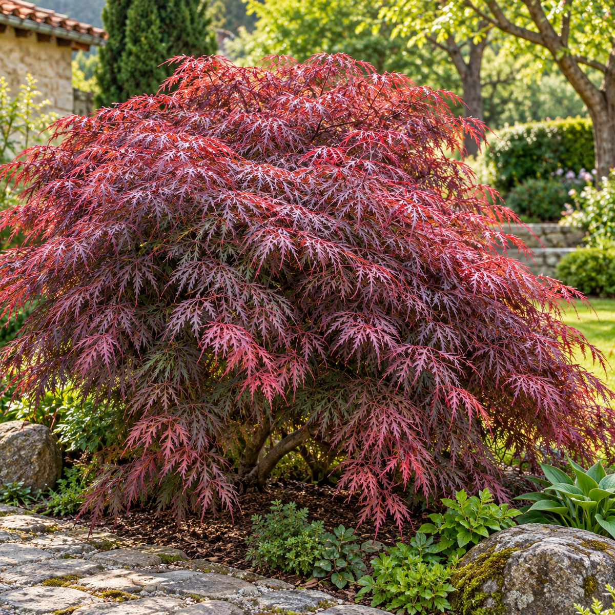 Acer palmatum dissectum ‘Garnet’ – în grădină