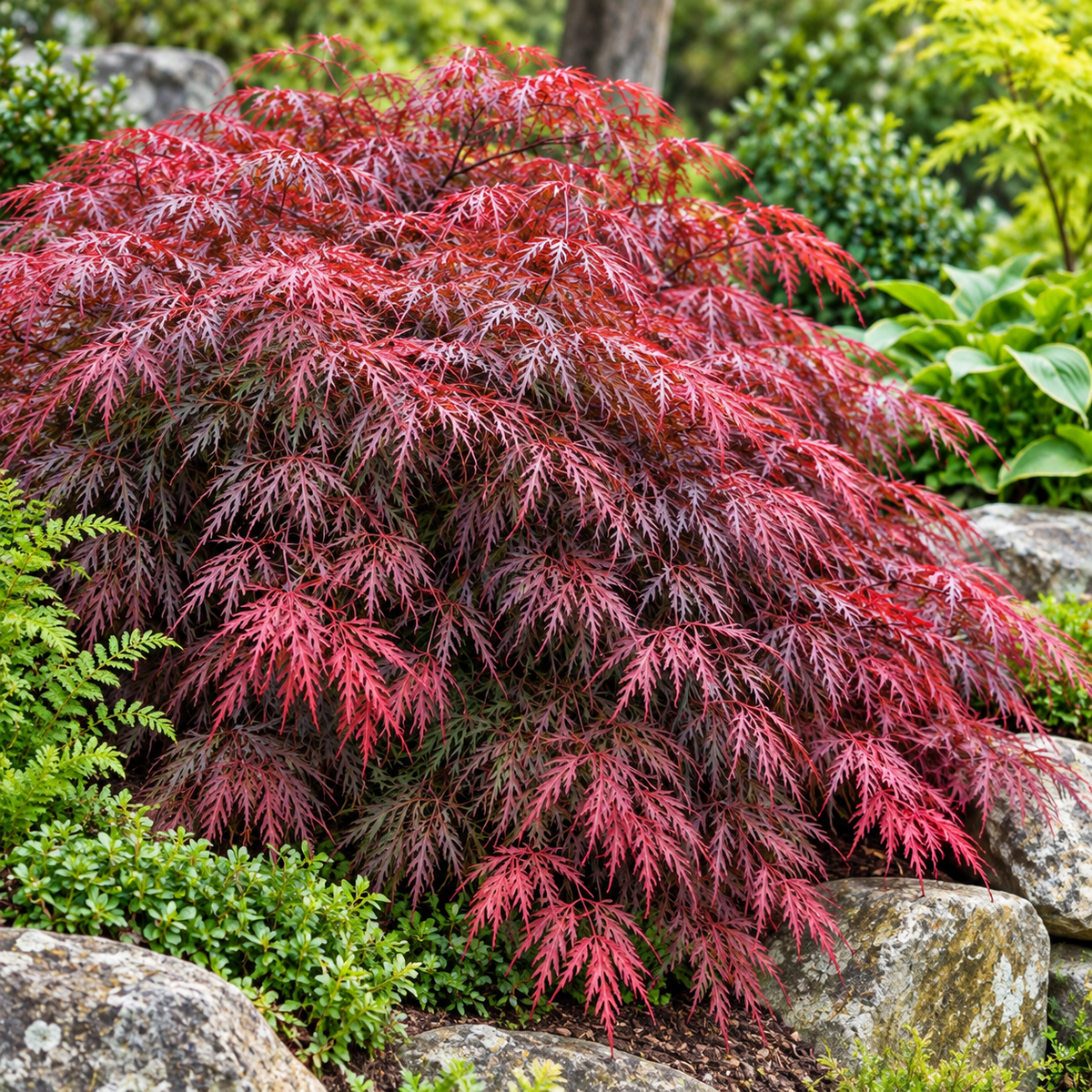 Acer palmatum dissectum ‘Garnet’ – în grădină