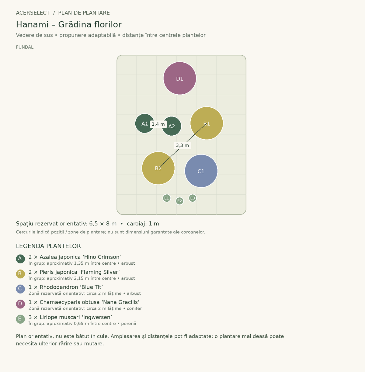 Plan de plantare, vedere de sus – Hanami – Grădina florilor