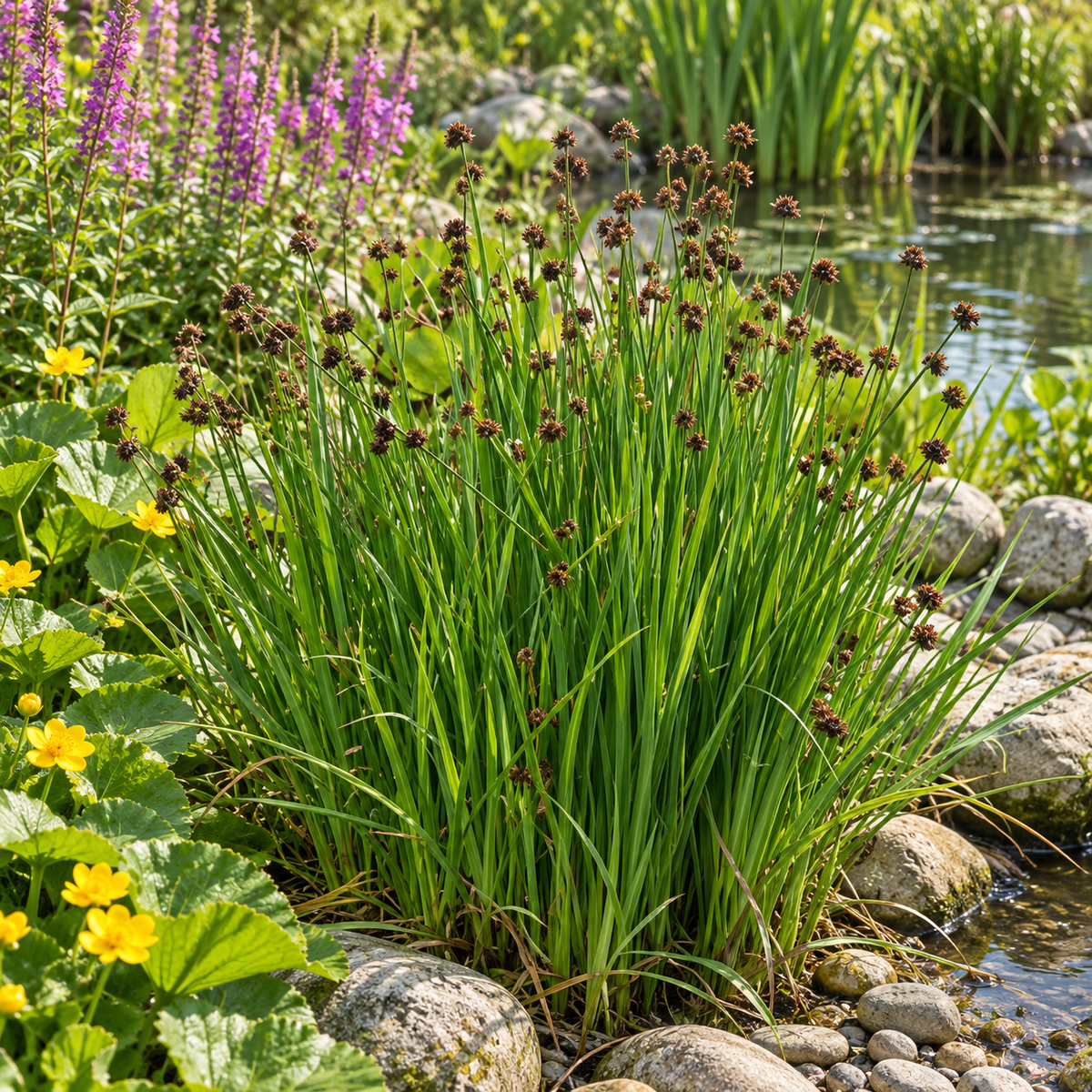 Juncus ensifolius – exemplu de amenajare în grădină