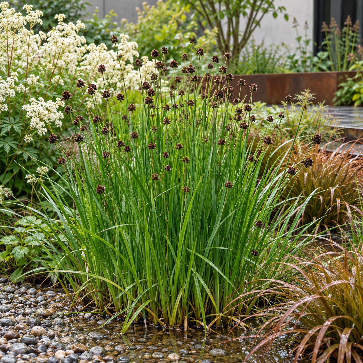 Juncus ensifolius – exemplu de amenajare în grădină