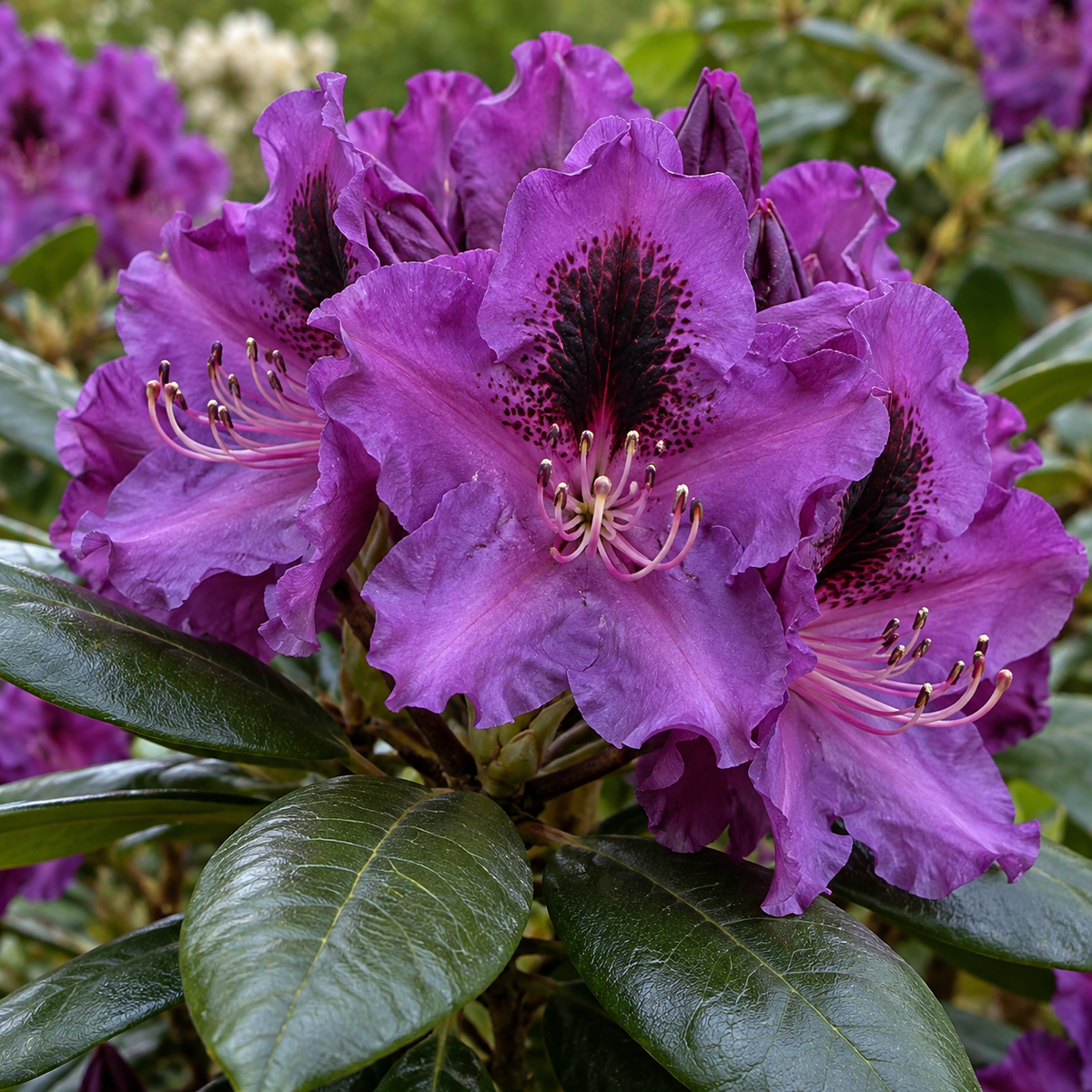 Rhododendron ‘Purple Splendour’ — detaliu (ilustrație)