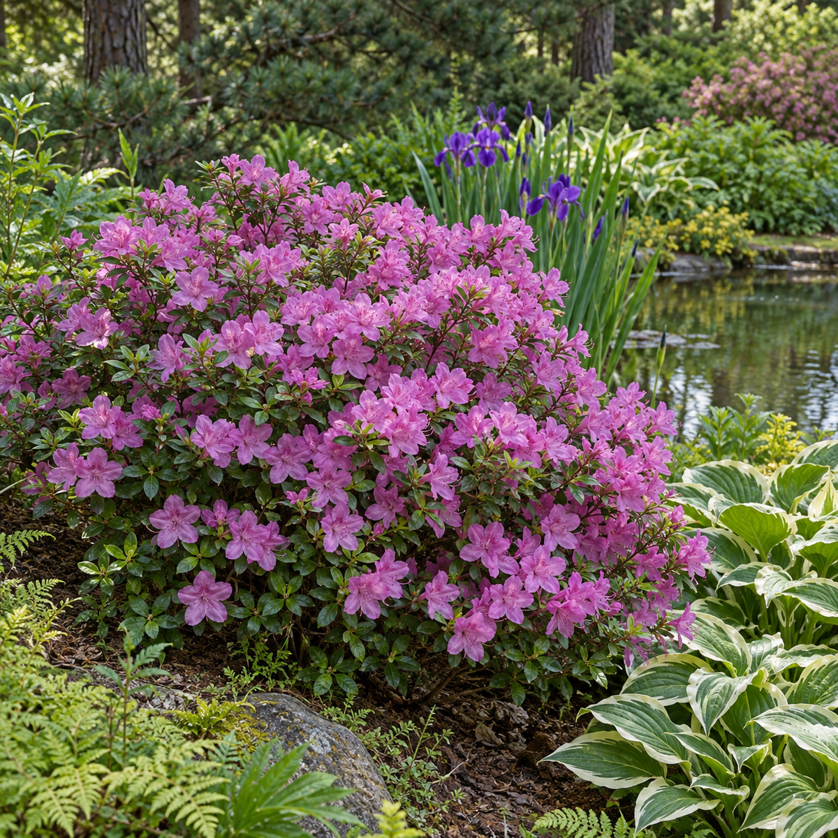 Azalea japonica ‘Geisha Fumiko’ — în grădină (ilustrație)