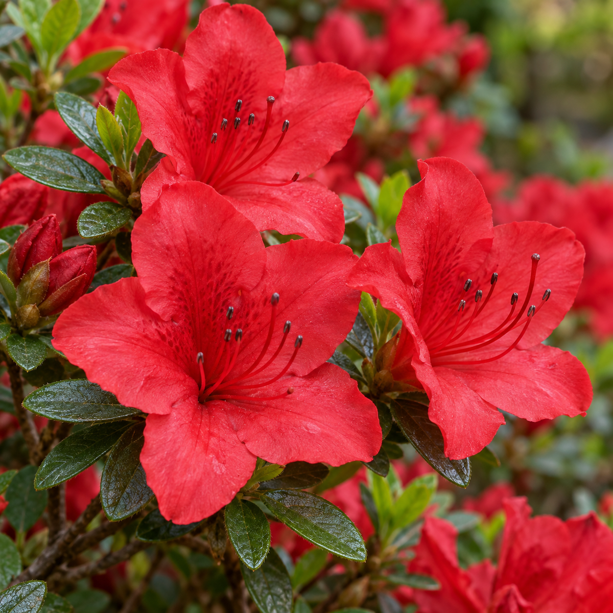 Azalea japonica ‘Hino Crimson’ — detaliu (ilustrație)
