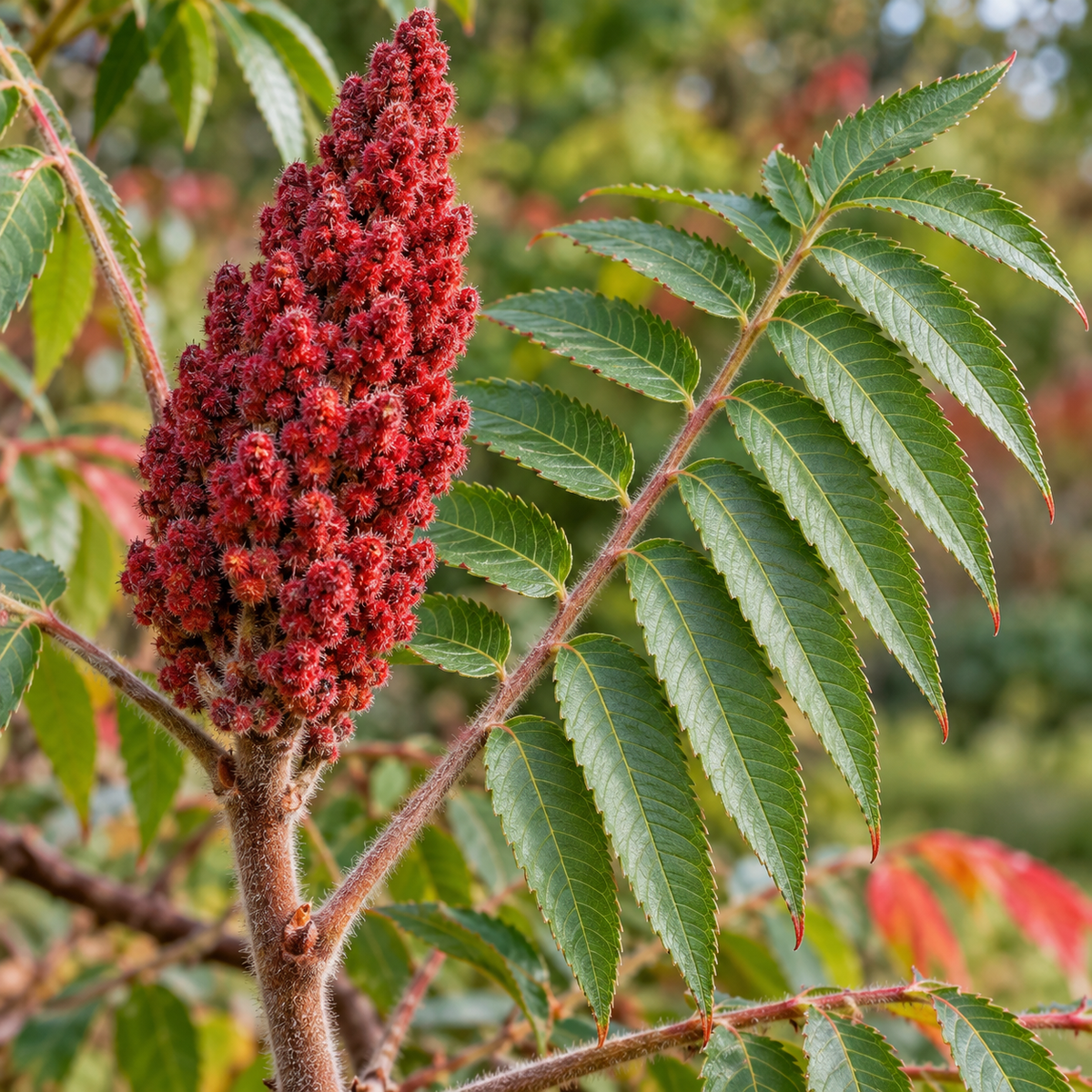 Rhus typhina — detaliu (ilustrație)