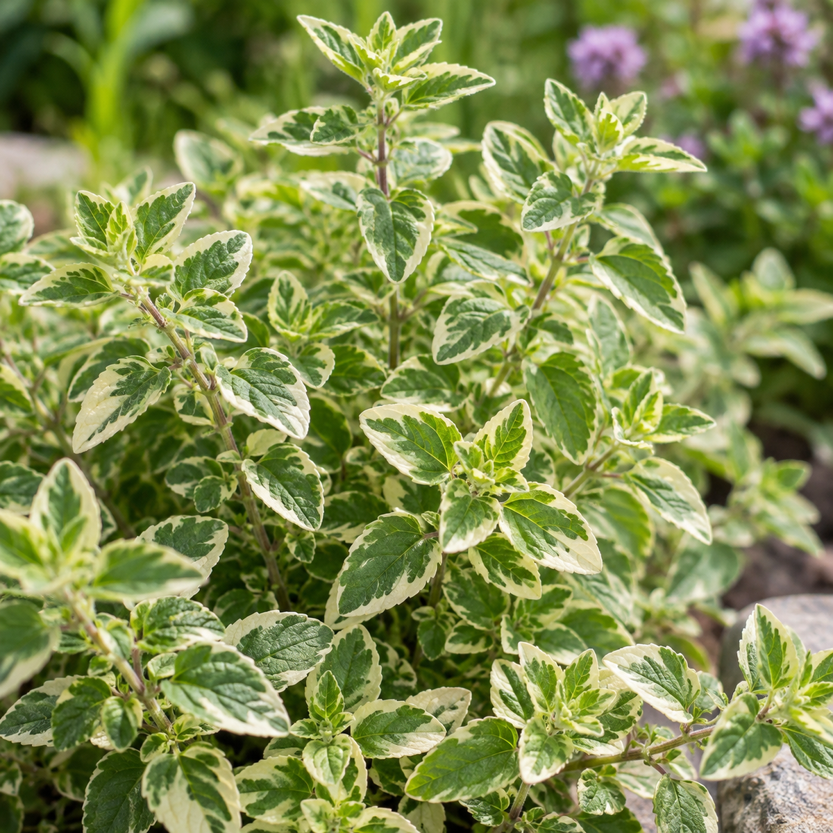 Origanum vulgare ‘Variegata’ – detaliu, imagine orientativă