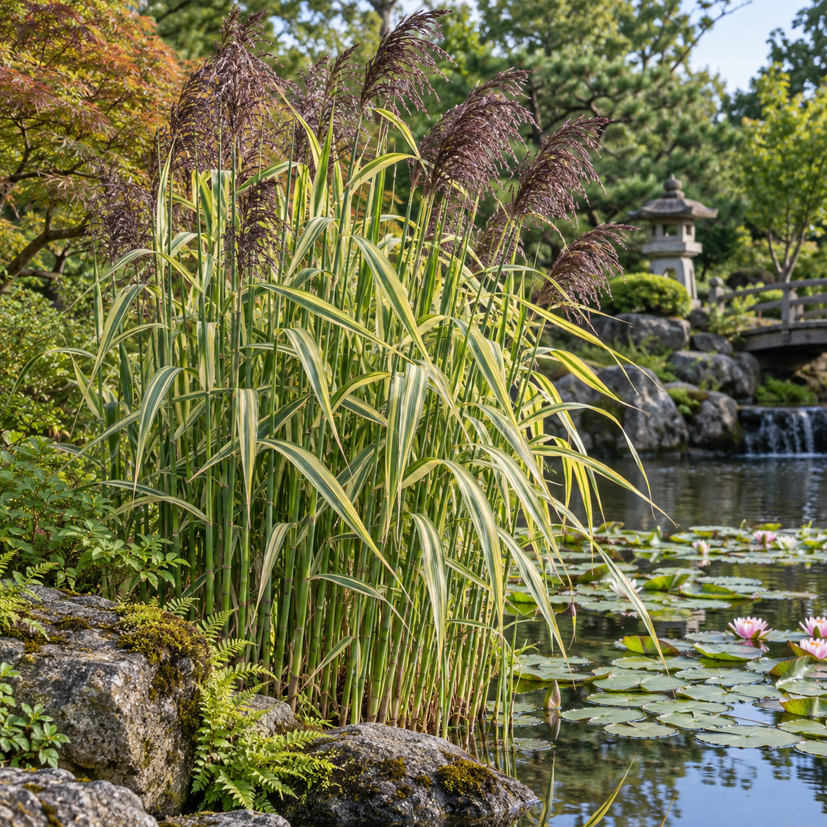 Phragmites australis ‘Variegatus’ – amenajare în grădină