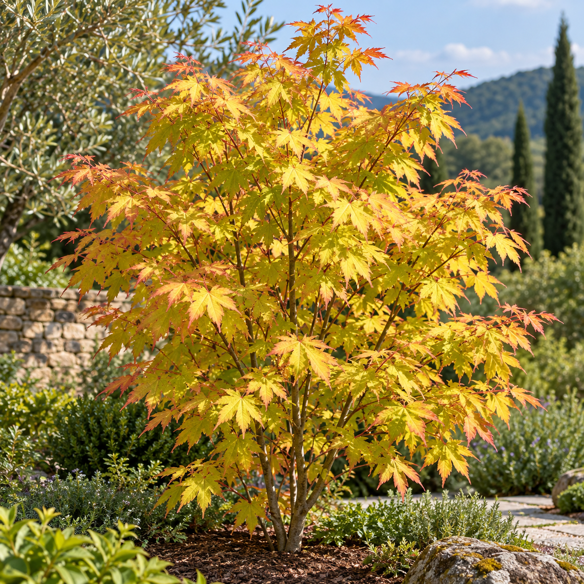 Acer palmatum ‘Summer Gold’ – în grădină
