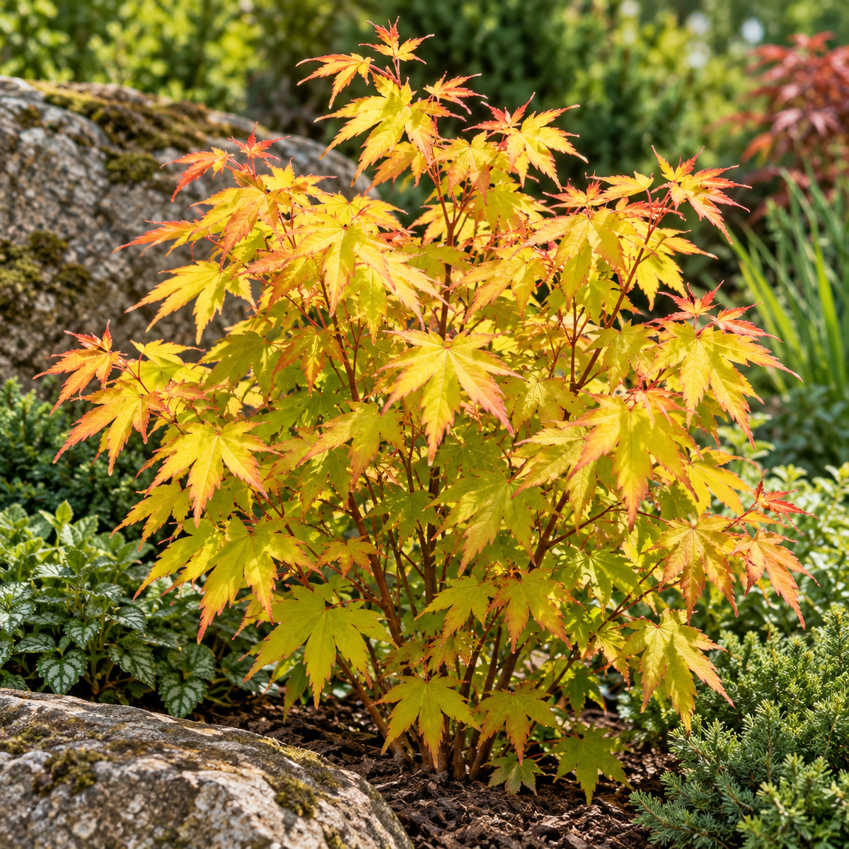 Acer palmatum ‘Summer Gold’ – în grădină