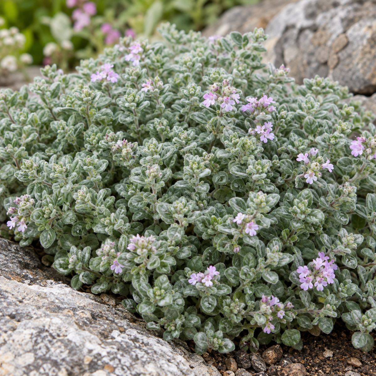 Thymus pseudolanuginosus – detaliu, imagine orientativă