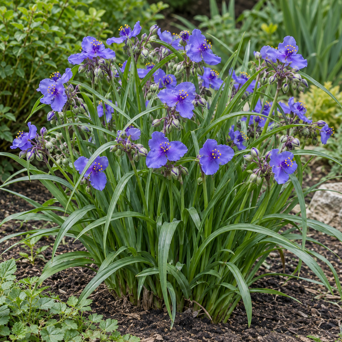 Tradescantia ‘Blue Stone’ – flori albastre și frunziș îngust