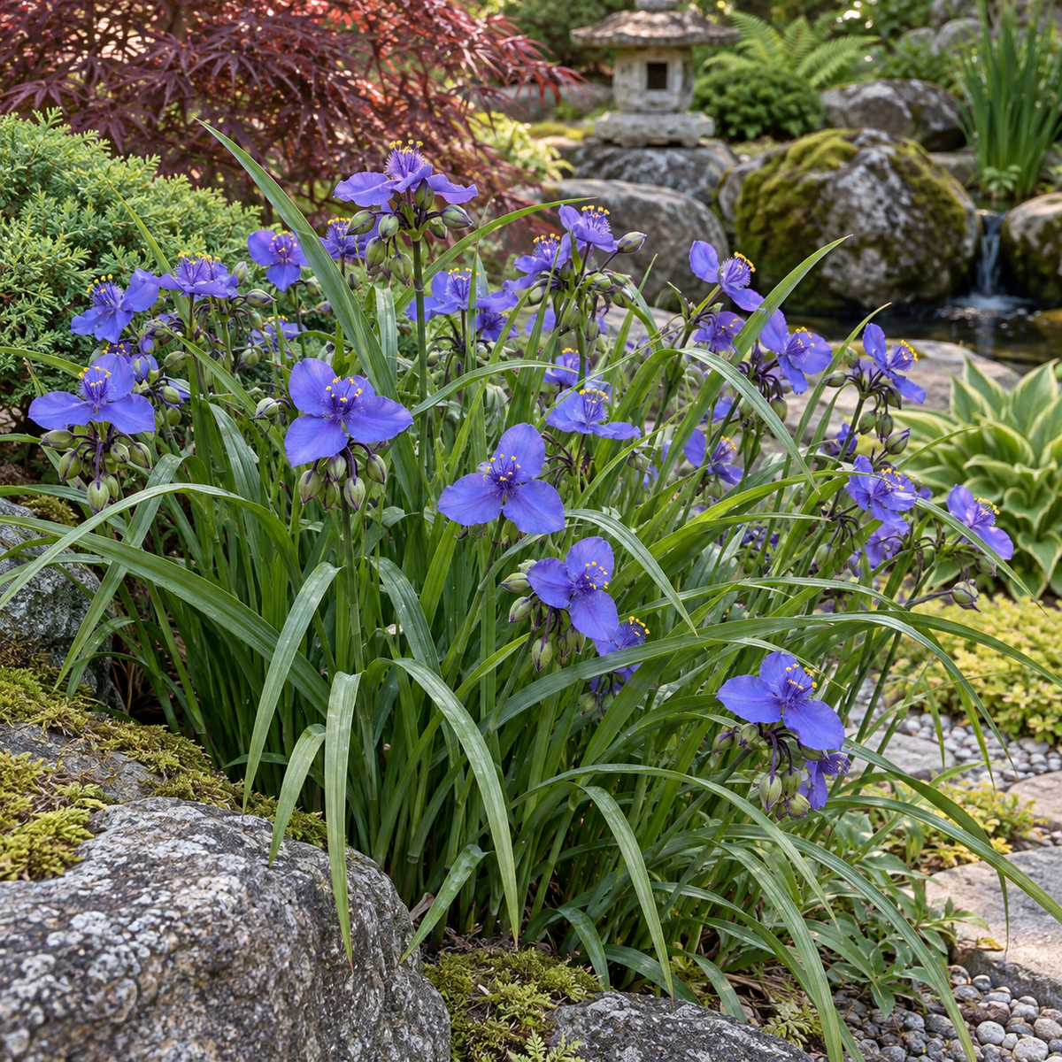 Tradescantia ‘Blue Stone’ – flori albastre și frunziș îngust