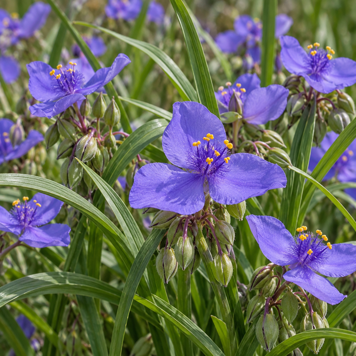 Tradescantia ‘Blue Stone’ – flori albastre și frunziș îngust