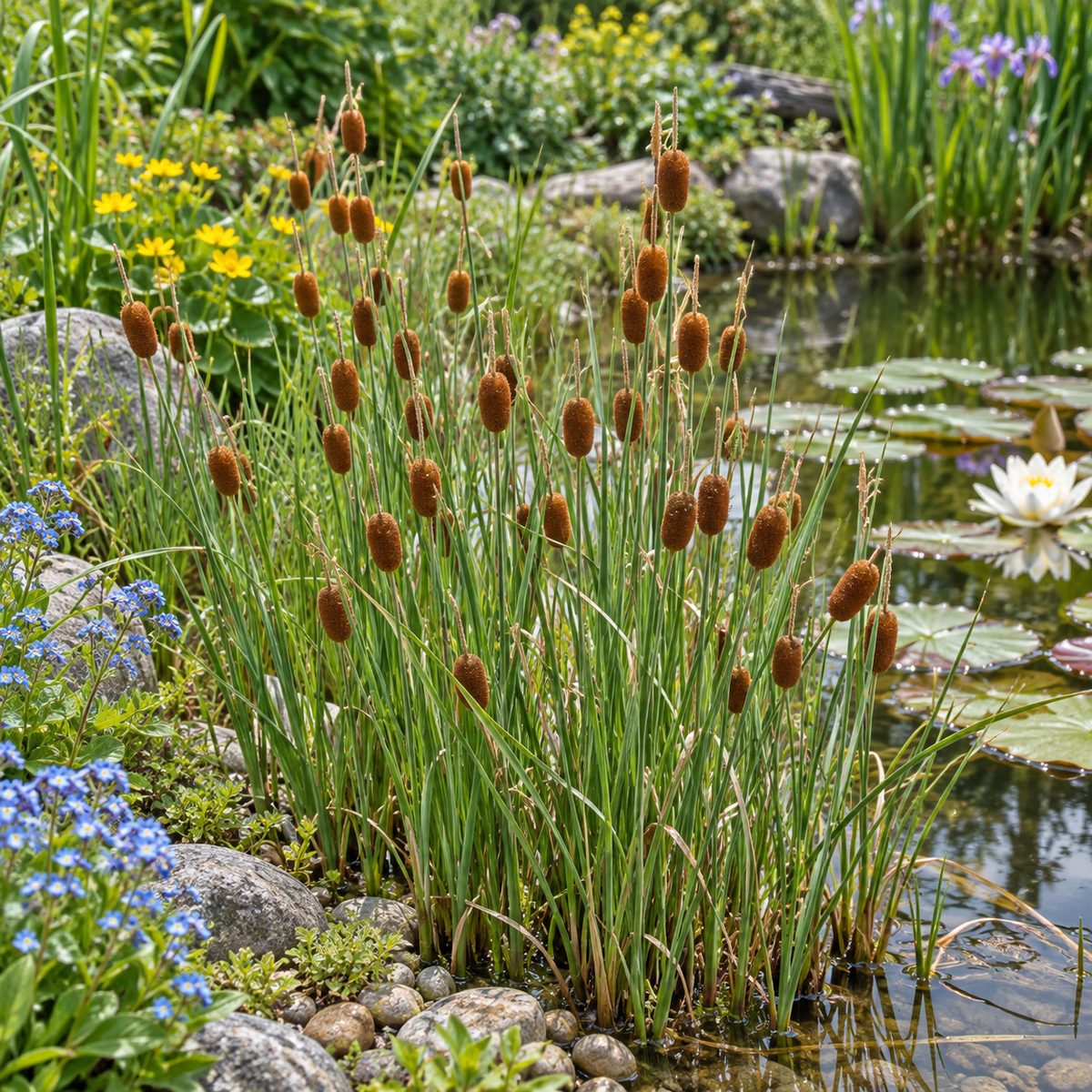 Typha minima – exemplu de amenajare în grădină