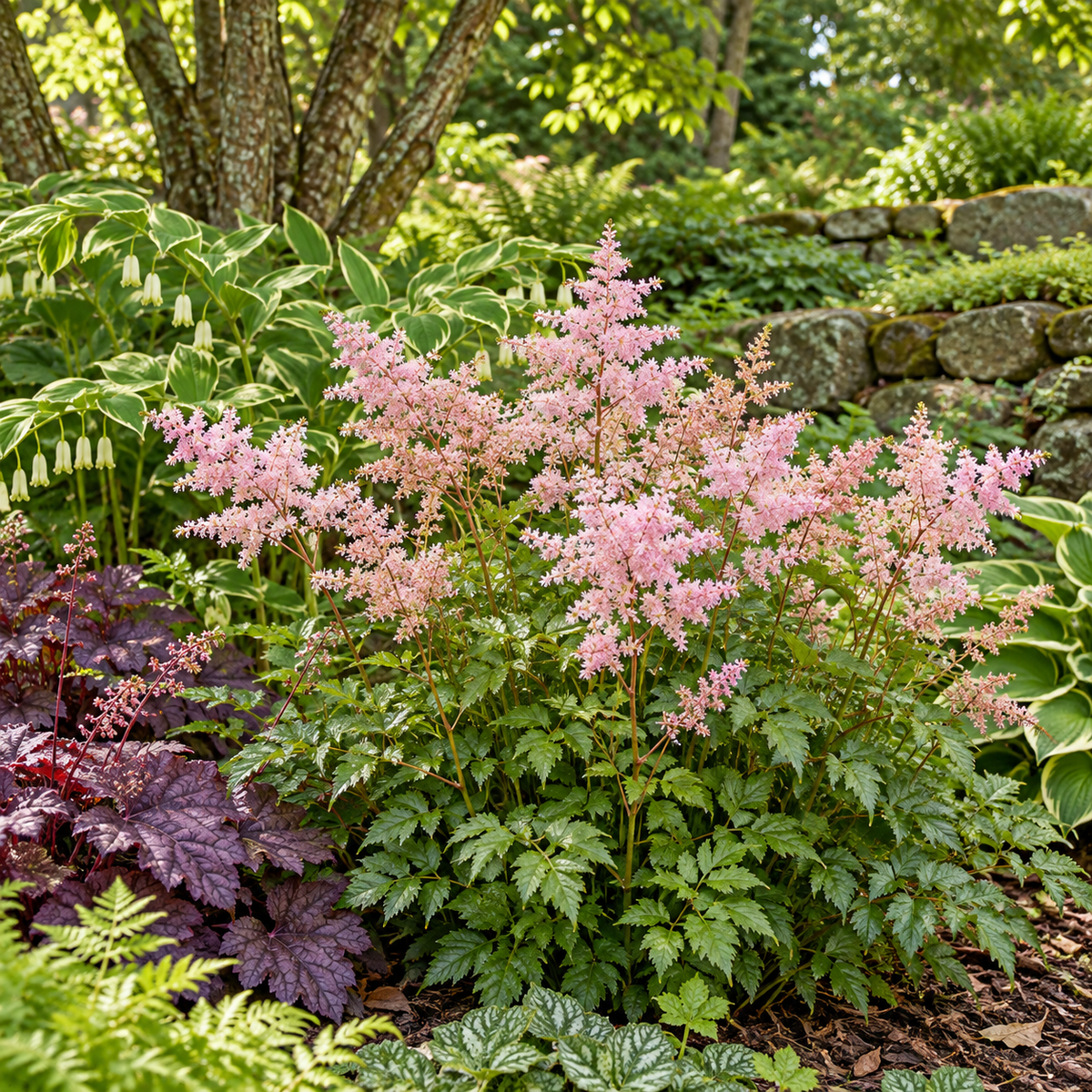 Astilbe ‘Venus’ – exemplu de amenajare în grădină