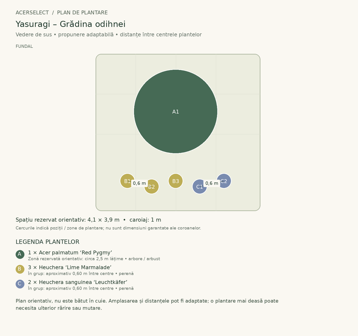 Plan de plantare, vedere de sus – Yasuragi – Grădina odihnei