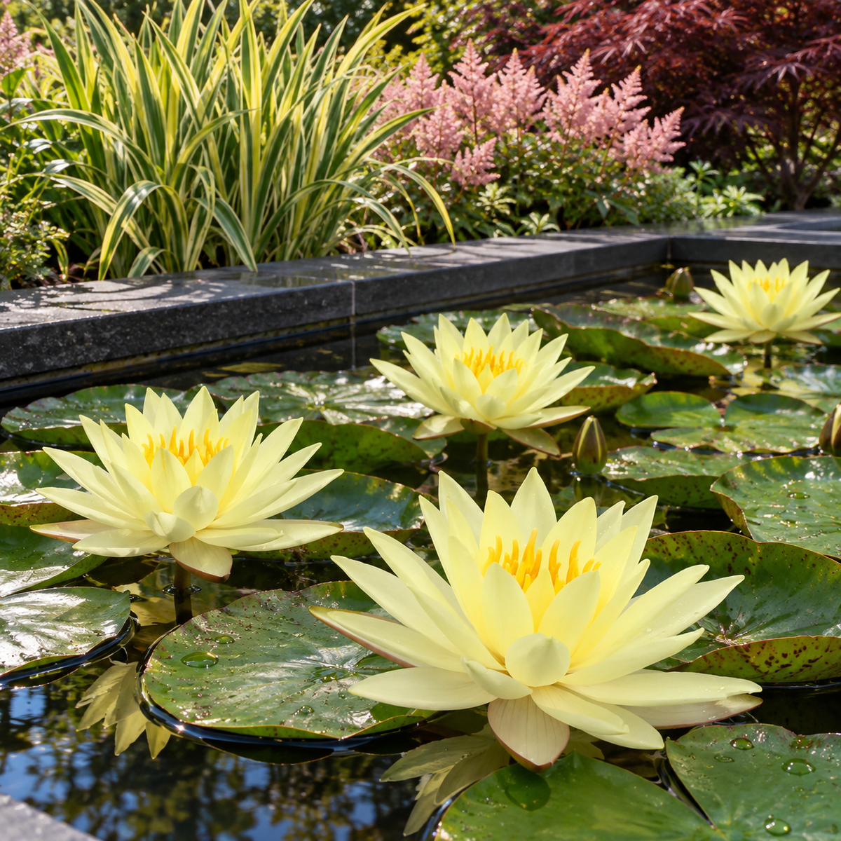 Nymphaea ‘Yellow Sensation’ – amenajare de grădină 2