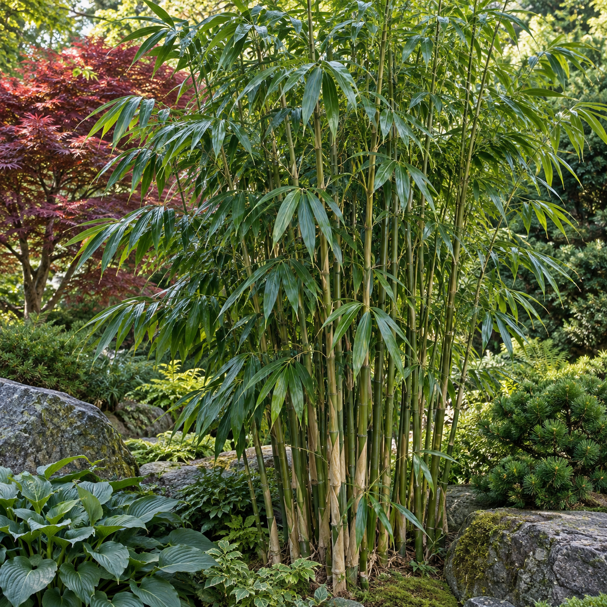 Pseudosasa japonica – grădină japoneză (imagine ilustrativă)