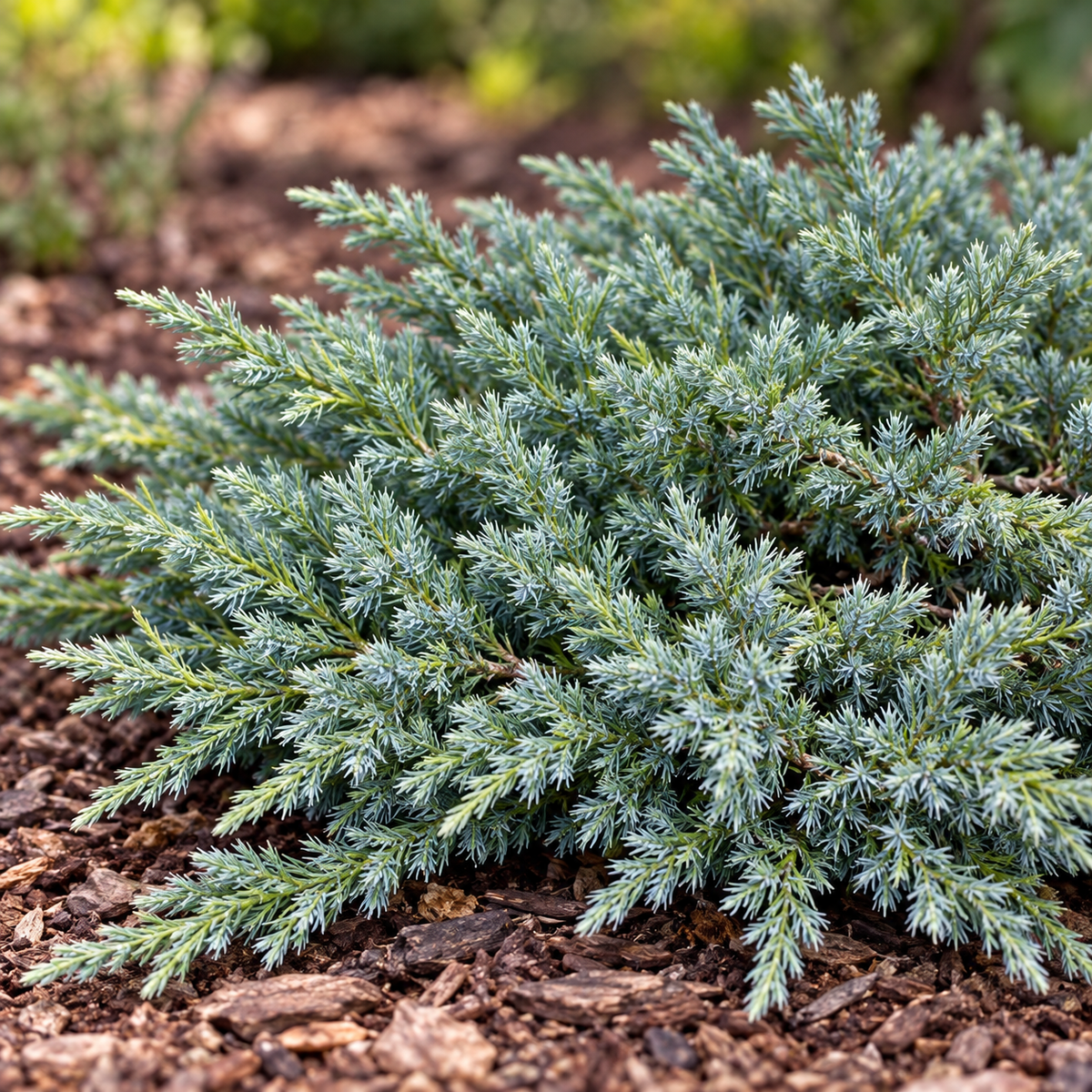 Juniperus squamata 'Blue Carpet' – detaliu al frunzișului și portului, imagine ilustrativă