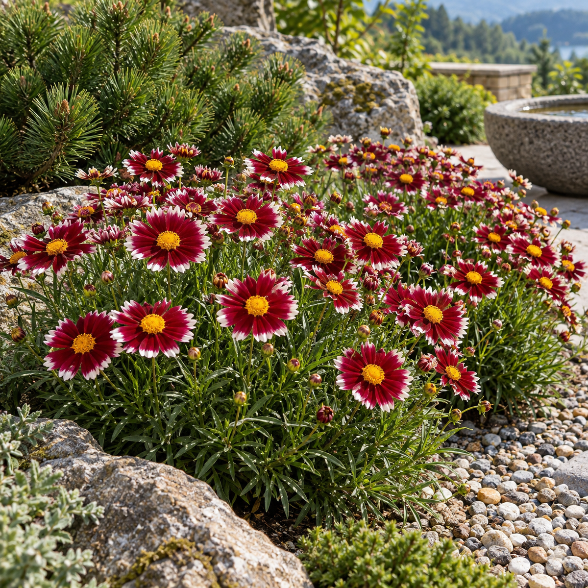 Coreopsis ‘Ruby Frost’ – ilustrație AI