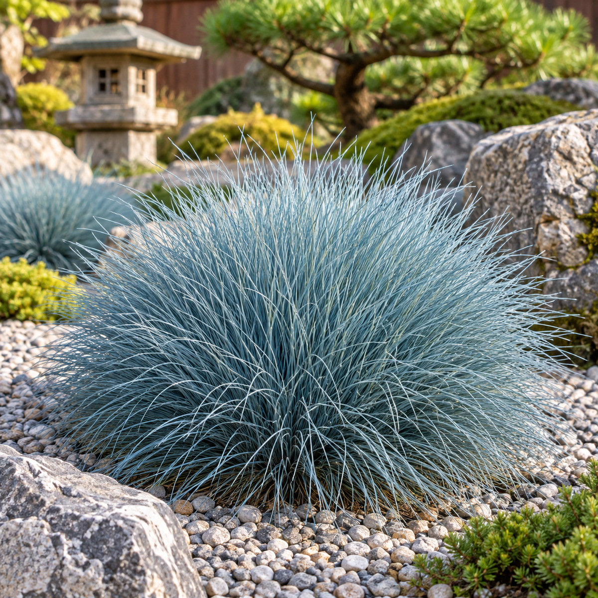 Festuca glauca ‘Elijah Blue’ – ilustrație AI a plantei mature