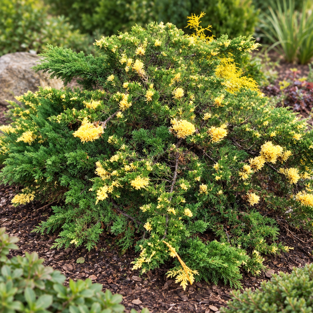 Juniperus chinensis 'Expansa Variegata' – port natural