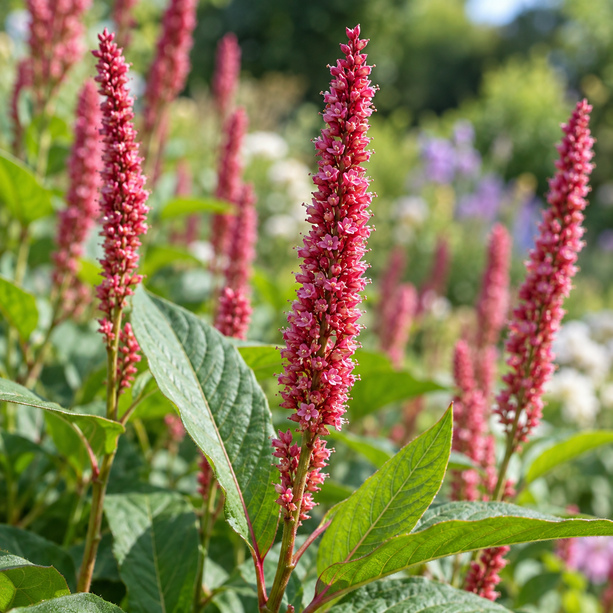 Persicaria amplexicaulis – detaliu inflorescență, ilustrație AI