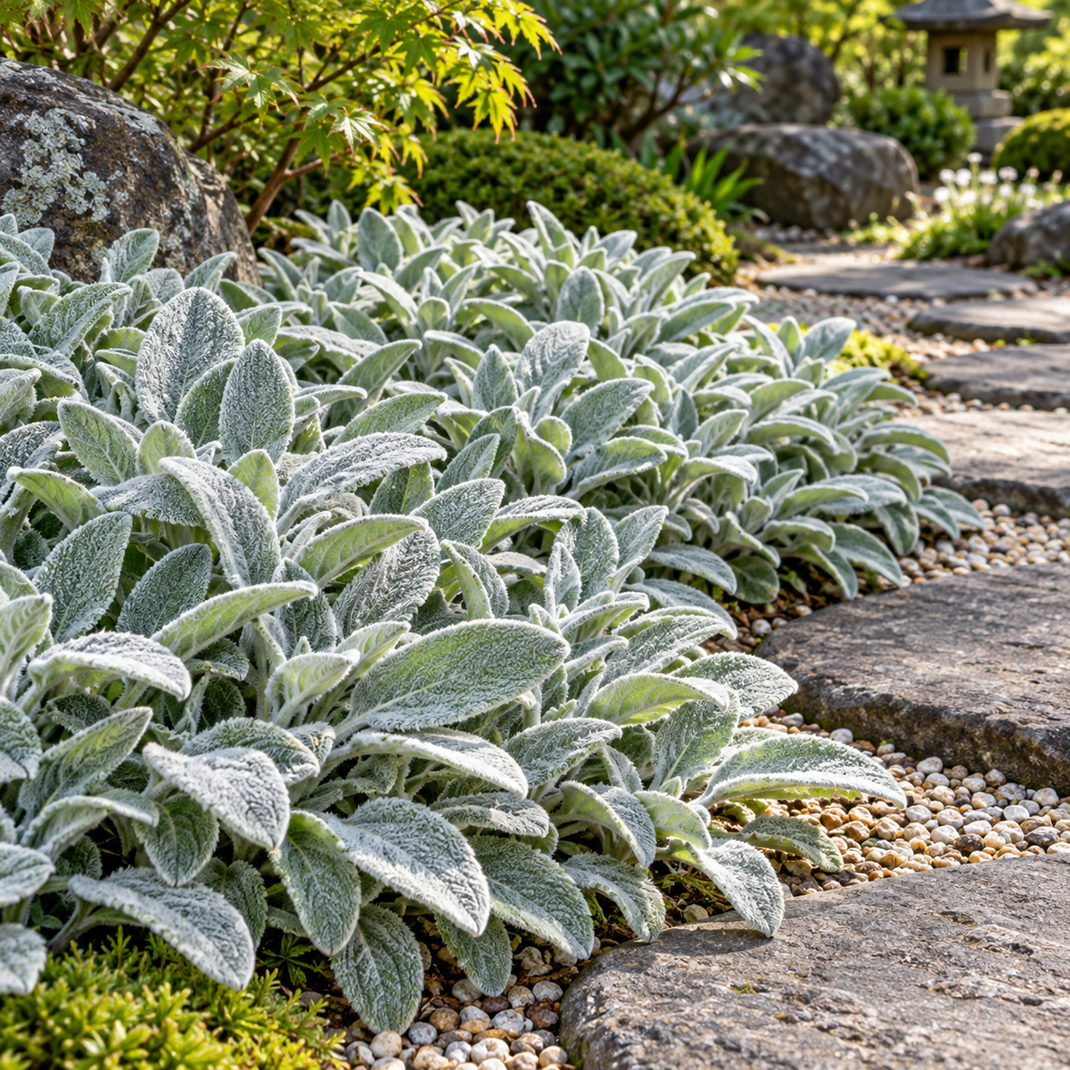 Stachys byzantina ‘Silver Carpet’ – ilustrație AI